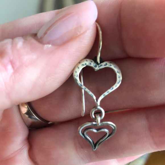 Sterling silver Heart Dangle Earrings - Picture 4 of 4